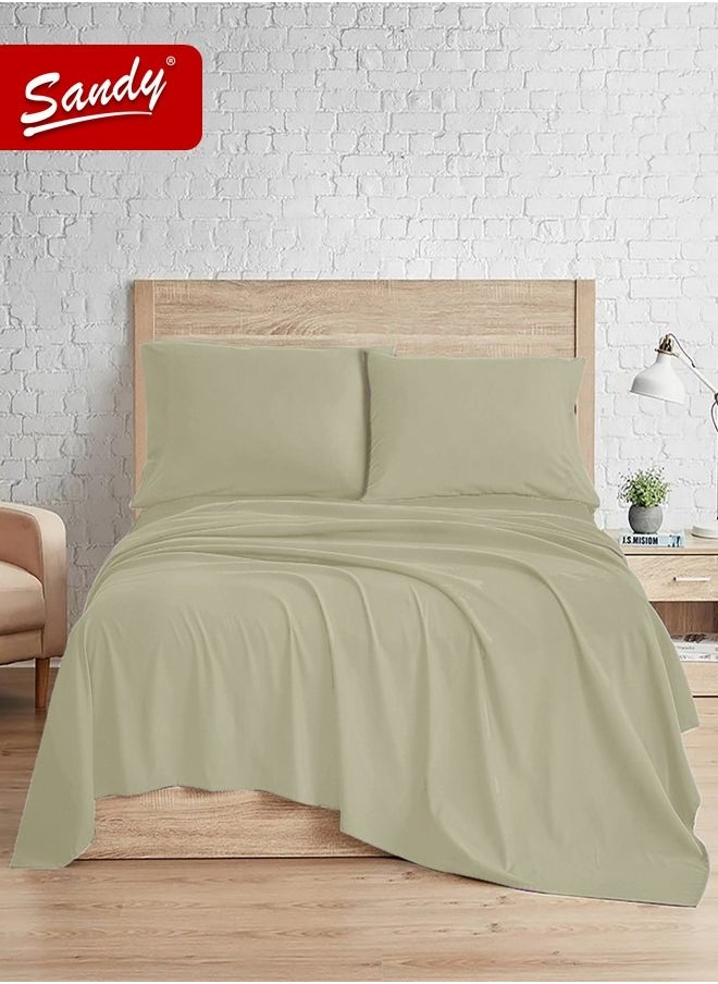 Sandy Sandy Premium Hotel Quality Flat Sheet and Pillow Cases, Bed Sheet 3 Pieces Set, Soft & Breathable and Cooling, Full Size 243 x 205 cm, Olive  - Image 1