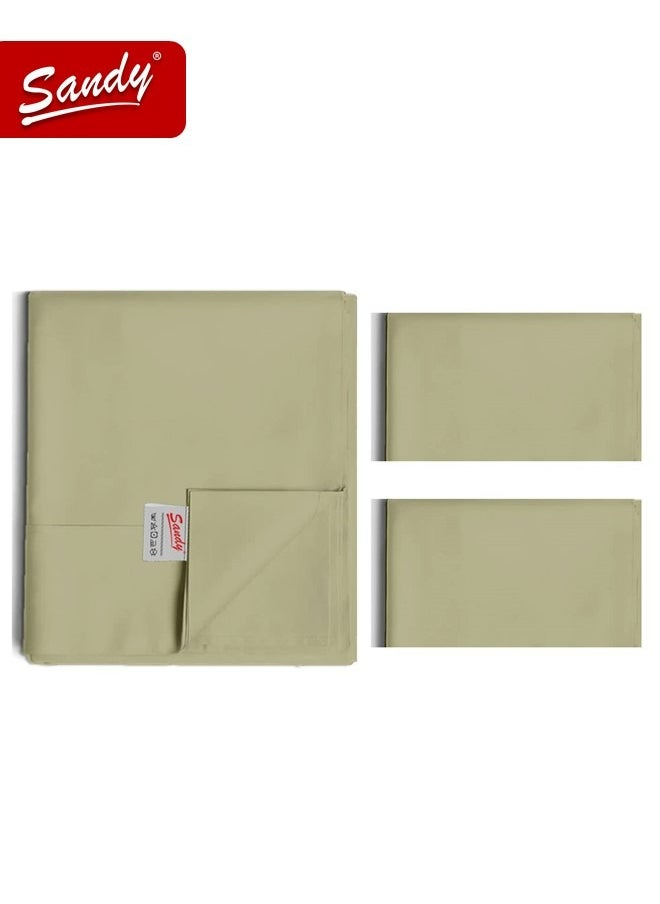 Sandy Sandy Premium Hotel Quality Flat Sheet and Pillow Cases, Bed Sheet 3 Pieces Set, Soft & Breathable and Cooling, Full Size 243 x 205 cm, Olive  - Image 2