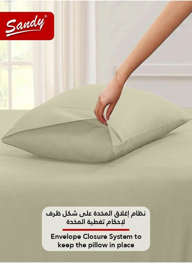 Sandy Sandy Premium Hotel Quality Flat Sheet and Pillow Cases, Bed Sheet 3 Pieces Set, Soft & Breathable and Cooling, Full Size 243 x 205 cm, Olive  - Image 5
