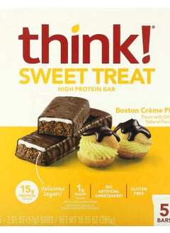 Think Sweet Treat High Protein Bar Boston Creme Pie 5 Bars 2.01 oz (57 g) Each 