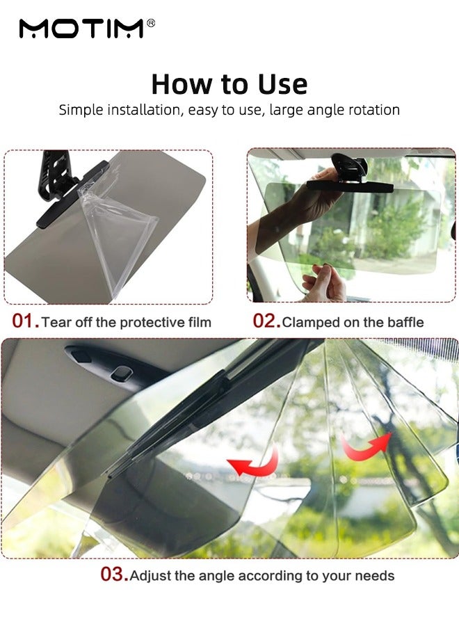 Motim Day and Night Car Interior Sun Visor 350*160 mm, Sun Visor Sunshade Extender, Anti-Glare HD Visor Driver's Protective Goggles for Sunlight, Headlight, Universal Fit for All Vehicles - Image 3