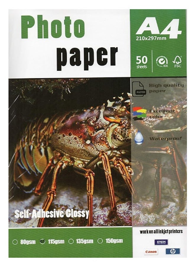 100 Sheets A4 High Glossy Sticky Photo Graphic Waterproof Paper - Image 1