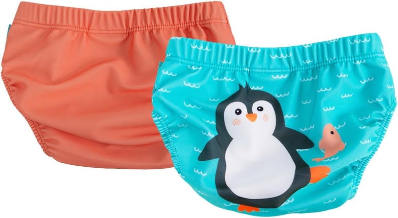 ZOOCCHINI Parker the Penguin Swim Diaper Costume, Pack of 2 for Babies 6-12 Months - Image 1