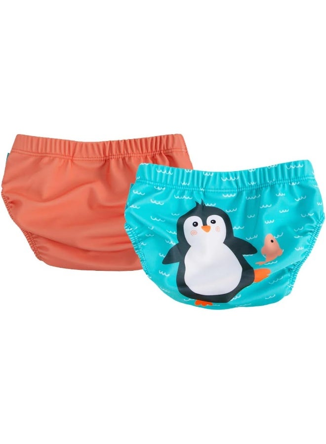 ZOOCCHINI Parker the Penguin Swim Diaper Costume, Pack of 2 for Babies 6-12 Months - Image 2