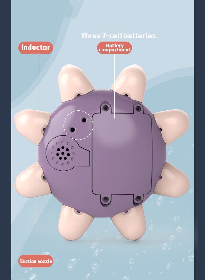 ألعاب حمام الطفل، حمام سباحة قابل لإعادة الشحن مع طبقة مزدوجة مضادة للماء ورذاذ ماء على شكل أخطبوط للأطفال الصغار والرضع والأولاد والبنات - Image 3