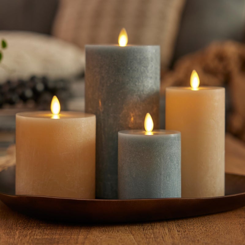 Luminara Seaglass Rechargeable Flameless LED Candle, Silver Blue 3.8" x 5.3", Moving Flame Pillar Timer, USB Type-C Charging Cable, Unscented Real Wax - Image 4