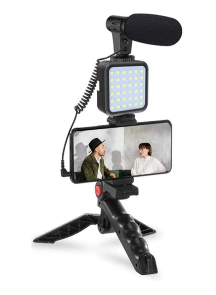 ELTRAZONE smartphone Vlogging Kit for Starter Video Recording, the set with Fill Light + Microphone + Tripod + Phone Clip for YouTube Tiktok Instagram Fitness Yoga  - Image 1
