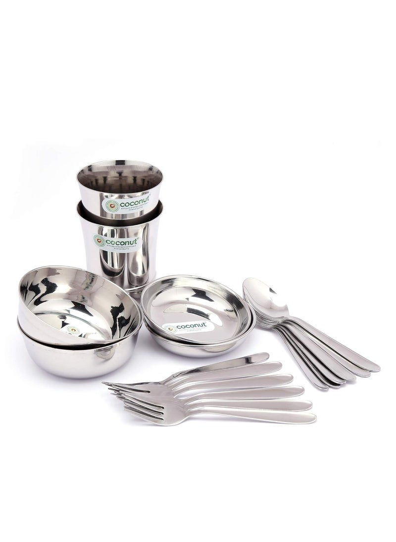 Coconut Coconut Stainless Steel Heavy Guage Mirror Finish Dinner Set/Dinnerware & Serveware - 22 Pc  - Image 4