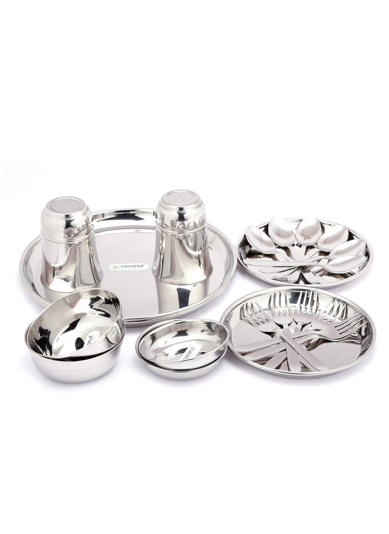 Coconut Coconut Stainless Steel Heavy Guage Mirror Finish Dinner Set/Dinnerware & Serveware - 22 Pc  - Image 2