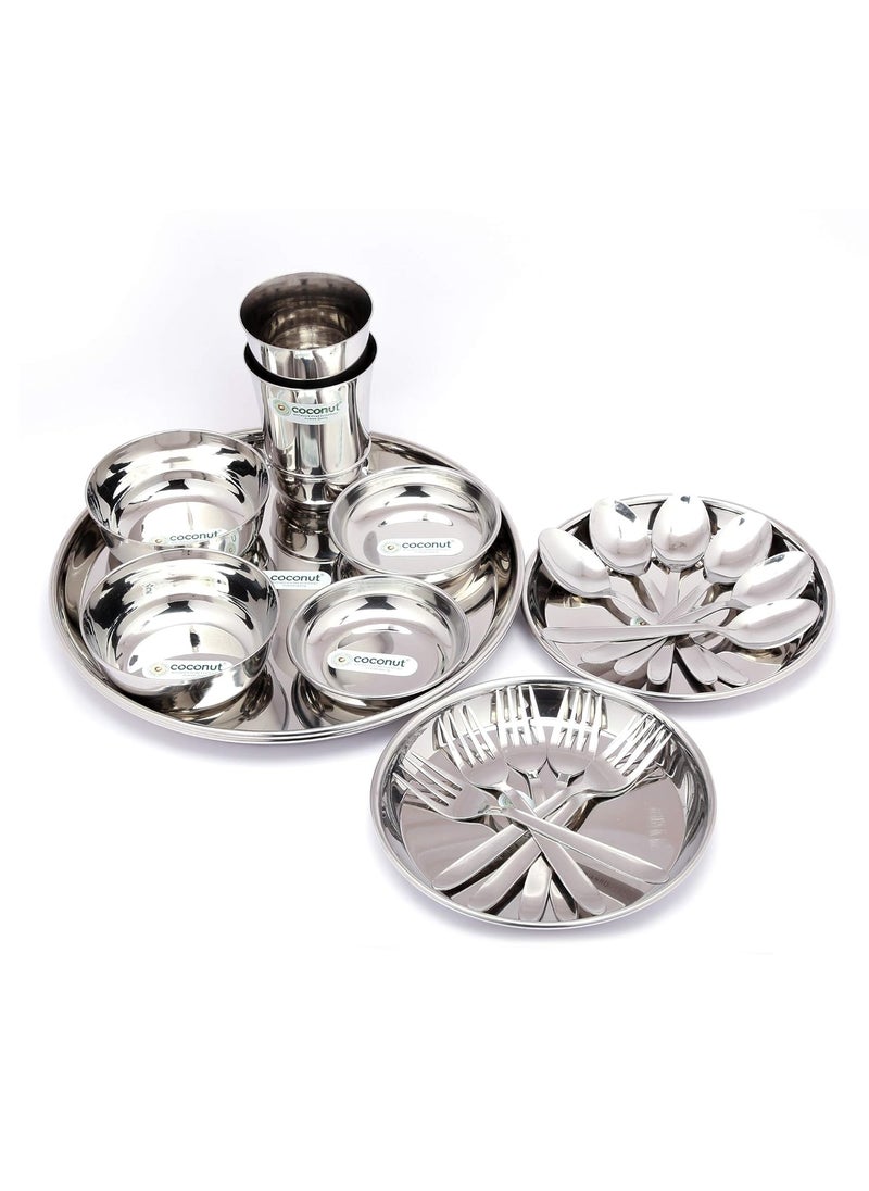 Coconut Coconut Stainless Steel Heavy Guage Mirror Finish Dinner Set/Dinnerware & Serveware - 22 Pc  - Image 1