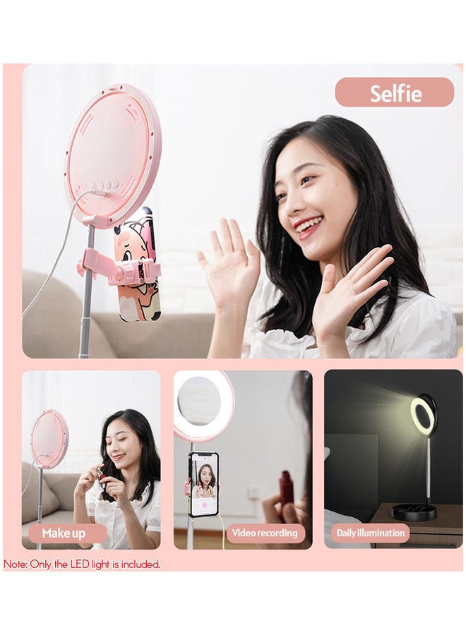 إسكدنيا حلقة إضاءة قابلة للطي لالتقاط صور السيلفي مع حامل للهاتف وردي - Image 2
