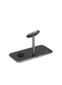 Mezone 3 in 1 Wireless Charging Station, Fast Charging Wireless Charger Stand Compatible with iPhone 15 14 13 12 11 X Pro Max Earbuds iWatch 8 7 6 5 4 Samsung Galaxy S - Black  - Image 3