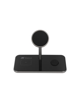 Mezone 3 in 1 Wireless Charging Station, Fast Charging Wireless Charger Stand Compatible with iPhone 15 14 13 12 11 X Pro Max Earbuds iWatch 8 7 6 5 4 Samsung Galaxy S - Black  - Image 5