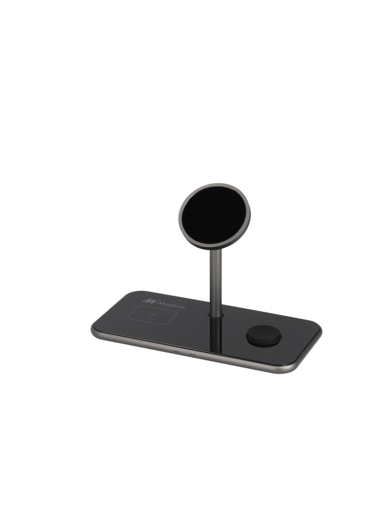 Mezone 3 in 1 Wireless Charging Station, Fast Charging Wireless Charger Stand Compatible with iPhone 15 14 13 12 11 X Pro Max Earbuds iWatch 8 7 6 5 4 Samsung Galaxy S - Black  - Image 4