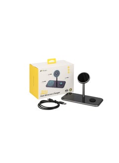Mezone 3 in 1 Wireless Charging Station, Fast Charging Wireless Charger Stand Compatible with iPhone 15 14 13 12 11 X Pro Max Earbuds iWatch 8 7 6 5 4 Samsung Galaxy S - Black  - Image 2