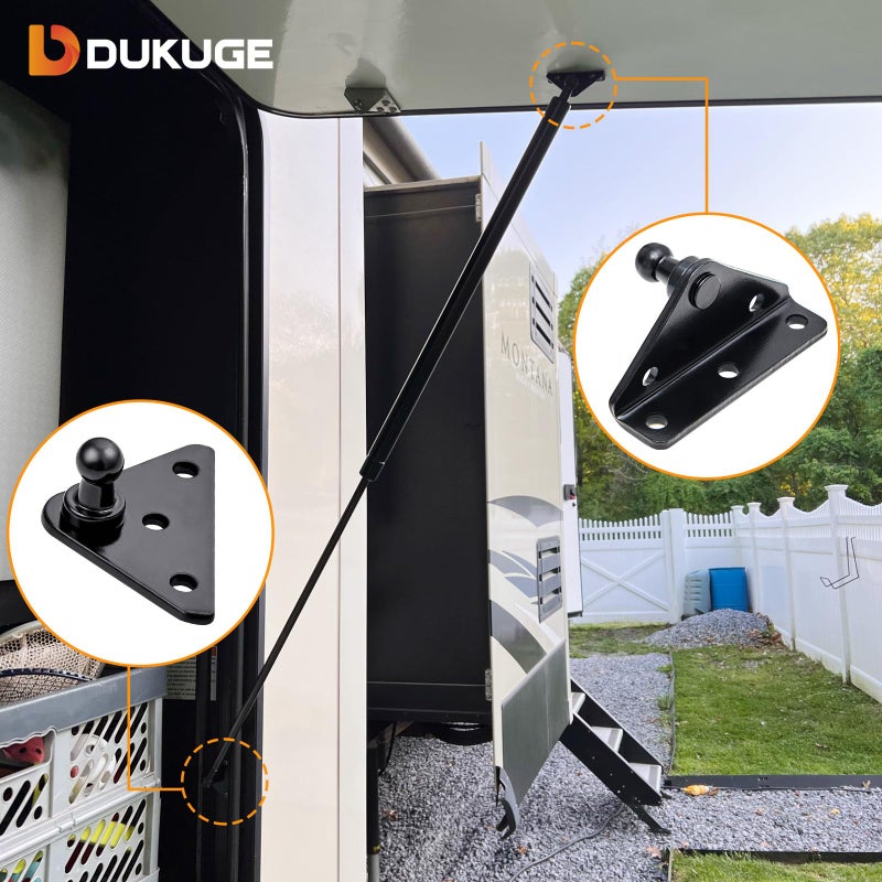 Dukuge 10mm Gas Strut Mounting Bracket 10 MM Ball Stud for Gas Struts Shocks Lift Supports Spring Strut Mount Socket 4pcs 2pcs LType 2pcs FlatType and 16pcs Screw Included - Image 3