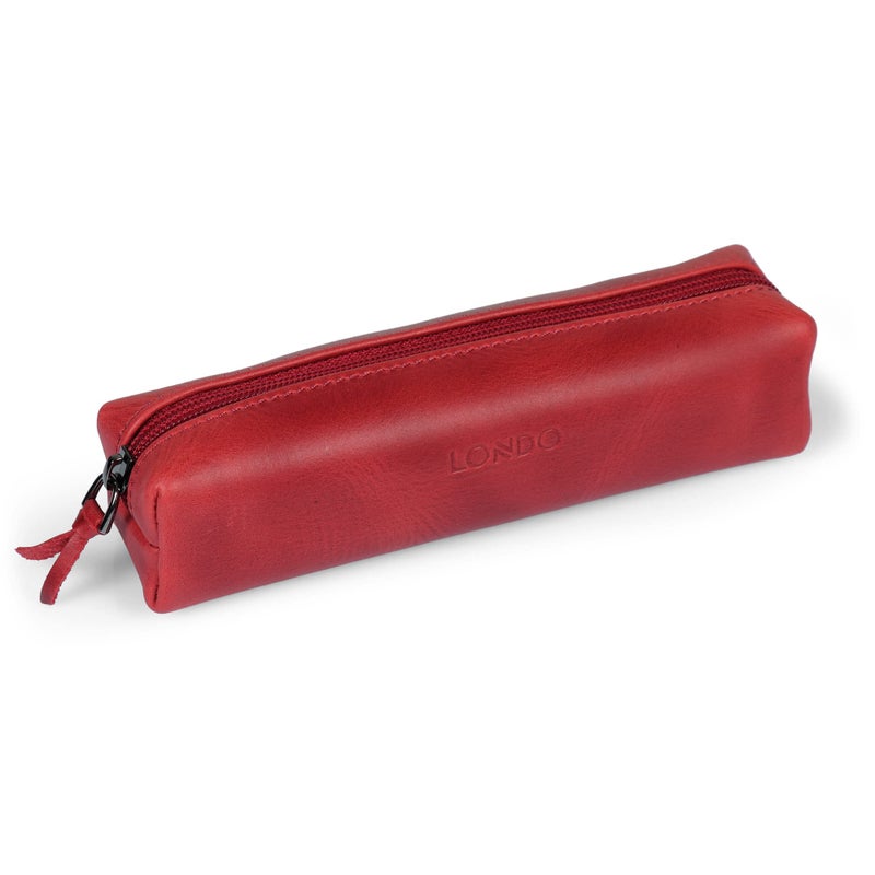 Londo Genuine Leather Zipper Pen Pencil Cosmetic Case - Image 2
