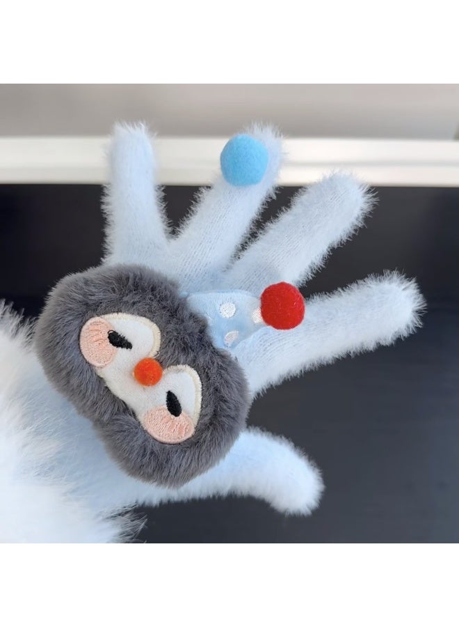 لطيف الكرتون تحت عنوان الشتاء أفخم قفازات مع الملونة بوم بومس سوبر لينة دافئة ورائعتين بشكل لا يصدق للحفاظ على أيدي مريحة في الاسلوب - Image 2