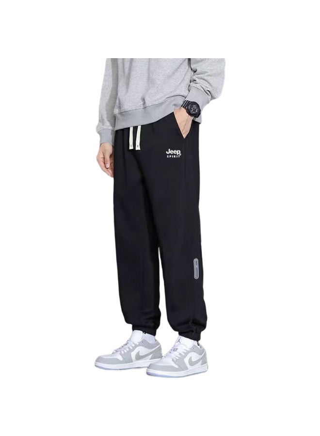 Jeep Spirit Men'S Spring Loose-Fit Jogger Pants Men'S Casual Pants All-Match Comfortable Long Pants Men'S Trousers Black L