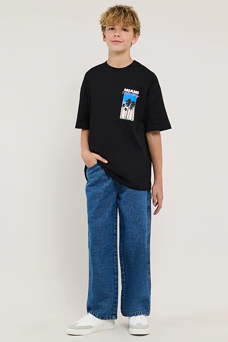أر أند بي Washed Loose Fit Jeans with Button Closure