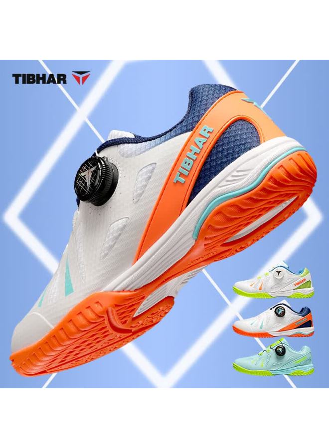 Tibhar Kids Table Tennis Shoes Jd Self-operated Non-slip Professional Compeion Shoes Durable Rubber Sole 02401 White Navy Orange Size 30