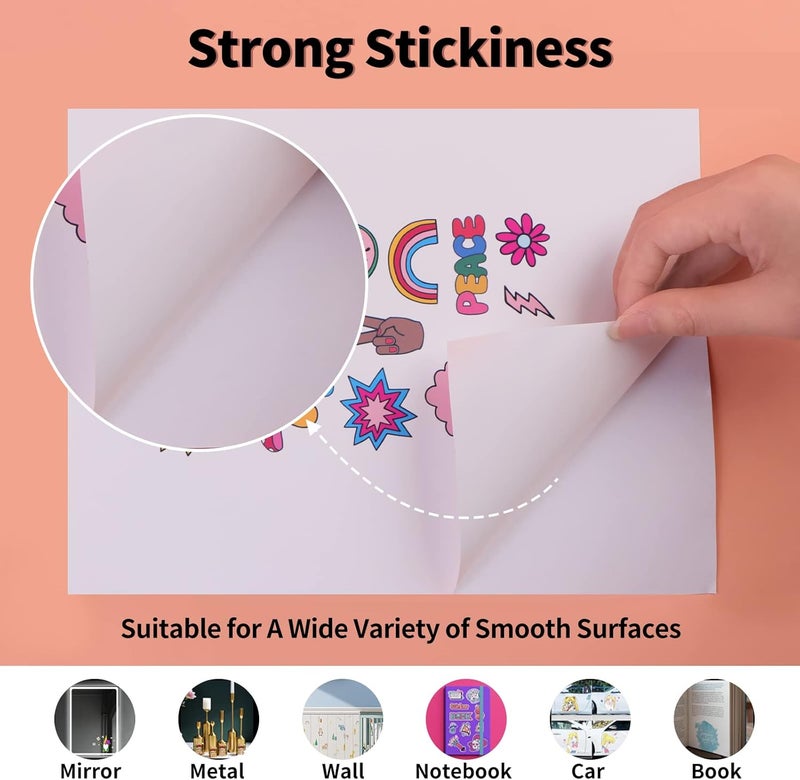 HTVRONT Printable Vinyl Sticker Paper - 70 Sheets Glossy Waterproof Sticker Paper for Inkjet Printer & Laser Printer, Dries Quickly & Tear Resistant, 8.5"x11" - Image 4