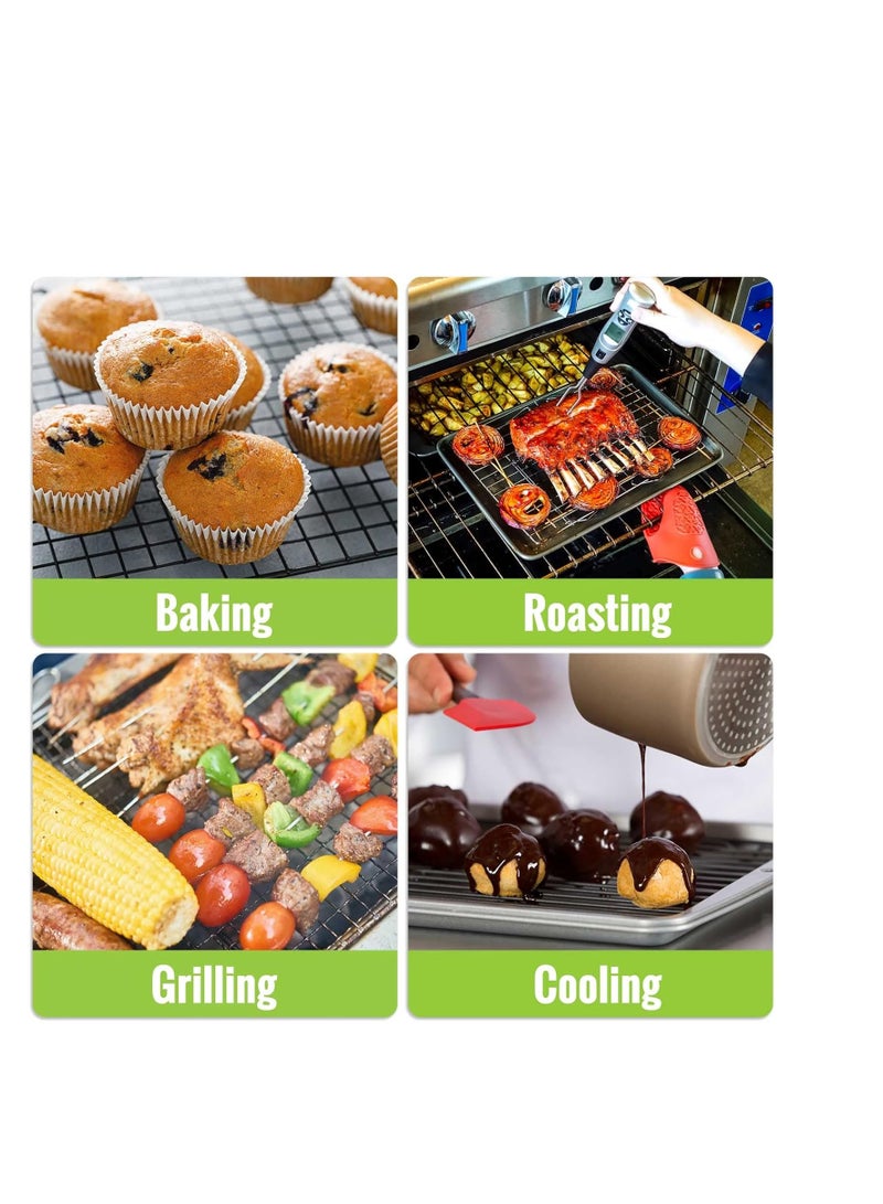 HULISEN HULISEN Cooling Rack 2 Pack - 16" x 10", Nonstick Baking Rack with Handle fits Half Sheet Pan, Cookie Cooling Racks for Baking and Cooking, Wire Smoker Racks for Grilling, Oven Safe - Image 3