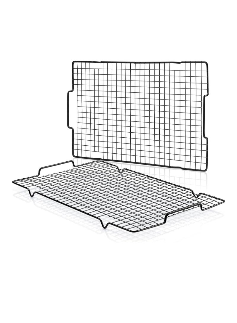 HULISEN HULISEN Cooling Rack 2 Pack - 16" x 10", Nonstick Baking Rack with Handle fits Half Sheet Pan, Cookie Cooling Racks for Baking and Cooking, Wire Smoker Racks for Grilling, Oven Safe - Image 2