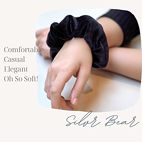 SILVR BEAR Buttery Soft Velvet Scrunchies - Set of 8 | Anti-Hair-Breakage, Ponytail Holders pack for Girls, Women, Hair Ties, Best gift for Sister, Friend, Mom (Black Velvet 8) - Image 5