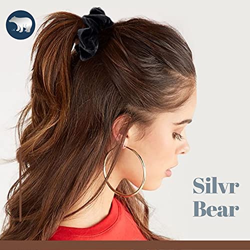 SILVR BEAR Buttery Soft Velvet Scrunchies - Set of 8 | Anti-Hair-Breakage, Ponytail Holders pack for Girls, Women, Hair Ties, Best gift for Sister, Friend, Mom (Black Velvet 8) - Image 2