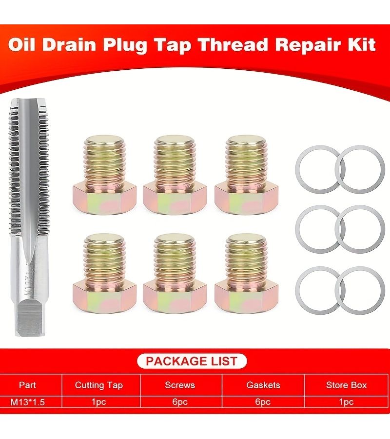 Oil Drain Plug Thread Repair Tool Kit M13 X 1 25mm Rethread Screws Oil Pan Tap Auto Car Tool - Image 3