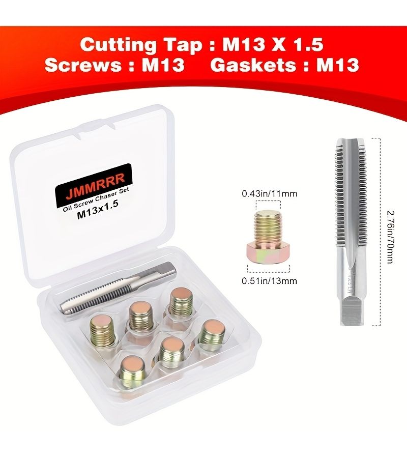 Oil Drain Plug Thread Repair Tool Kit M13 X 1 25mm Rethread Screws Oil Pan Tap Auto Car Tool - Image 4