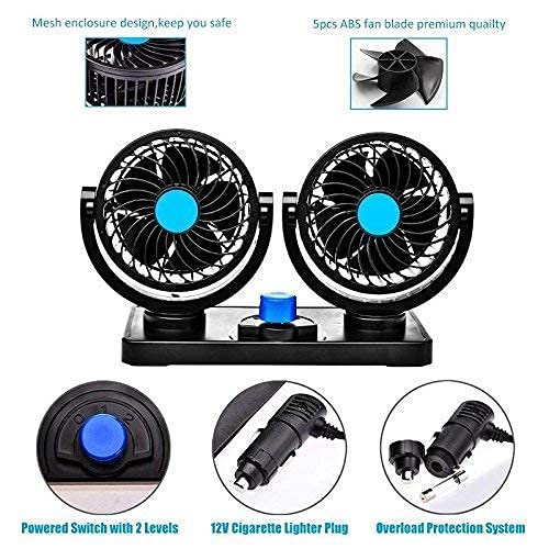 UBH ; Profession of Quality UBH Profession of Quality Car Fan 12V 360 Degree Rotatable Dual Head 2 Speed Quiet Strong Dashboard Auto Cooling Air Fan for All Auto Vehicles - Image 3