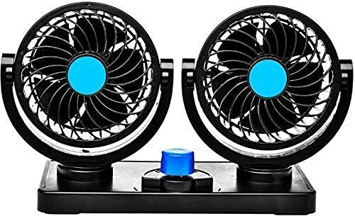 UBH ; Profession of Quality UBH Profession of Quality Car Fan 12V 360 Degree Rotatable Dual Head 2 Speed Quiet Strong Dashboard Auto Cooling Air Fan for All Auto Vehicles - Image 1