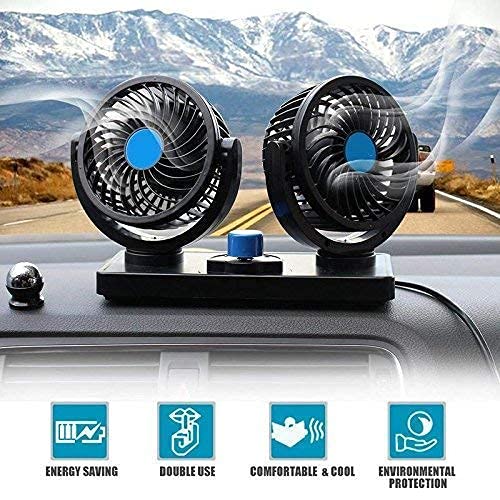 UBH ; Profession of Quality UBH Profession of Quality Car Fan 12V 360 Degree Rotatable Dual Head 2 Speed Quiet Strong Dashboard Auto Cooling Air Fan for All Auto Vehicles - Image 2