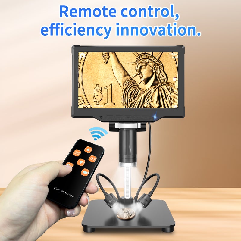 مجهر رقمي LCD IPS بقياس 10.1 بوصة دقة 1080P وتكبير 1000 ضعفاً ودقة 16 ميجا بيكسل مع مصدر ضوء للبالغين للعقاقير والدوائر الكهربائية وغيرها، مجهر لحقان مع عرض على الكمبيوتر - Image 4