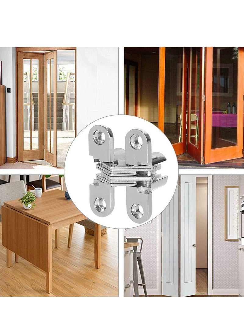 Generic - 2 Pairs of Stainless Steel Hidden Cabinet Hinges with Screws for Invisible Doors, Ideal for Cabinets, Furniture, Drawers, and Windows - Leaf Height 1-3/4 Inches - Image 1