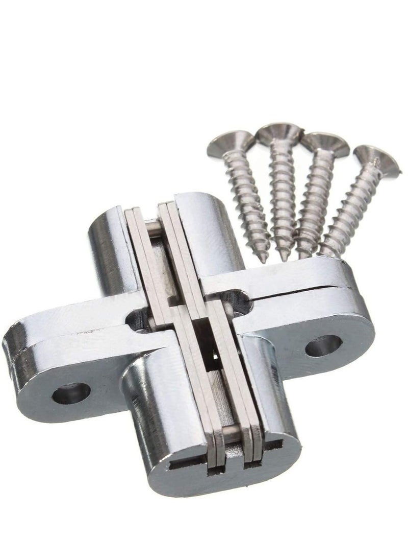 Generic - 2 Pairs of Stainless Steel Hidden Cabinet Hinges with Screws for Invisible Doors, Ideal for Cabinets, Furniture, Drawers, and Windows - Leaf Height 1-3/4 Inches - Image 1