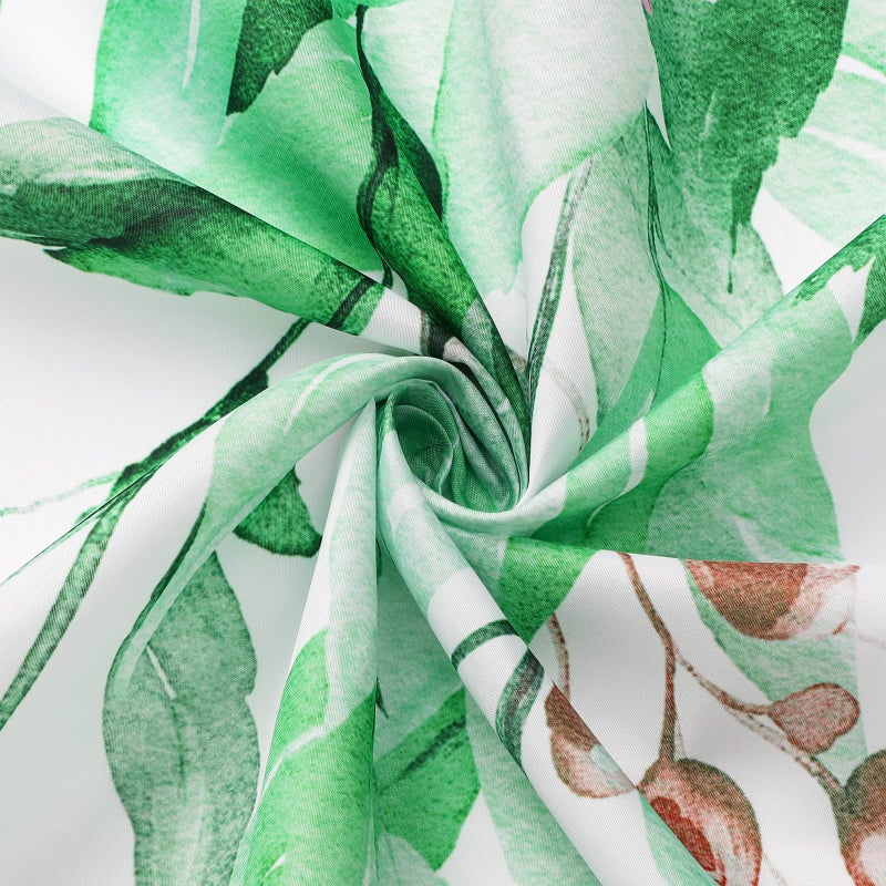 Gibelle Emerald Green Eucalyptus Shower Curtain, Watercolor Plant Leaves with Floral Bathroom Shower Curtain Set, 72x72 - Image 5