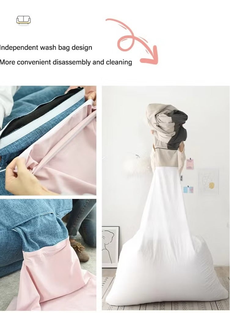 وسادة فاصولياء، خفيفة الوزن، مقعد لاثنين، كيس فاصولياء، كبير جداً، أريكة فاصولياء، تخفيف التعب، وسادة أريكة، قابلة للإزالة، قابلة للغسل، يمكن استخدامها كمسند ذراع من الجانبين، أريكة زاوية، أريكة بتصميم رقعة، أريكة صغيرة يمكنك الاستلقاء عليها والنوم في الشرفة، أريكة ناعمة. - Image 3