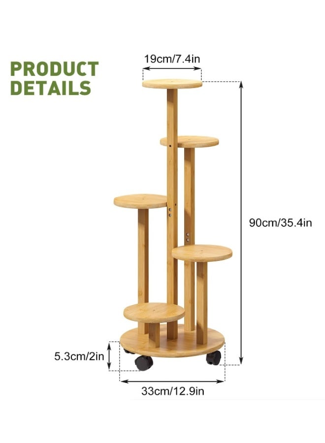 Forthcan 5-Tier Plant Stand for Indoor, Wooden Corner Display Rack, Multi-Tier Planter Pot Holder for Living Room, Balcony, Garden, Patio, 33×33×90cm - Image 2
