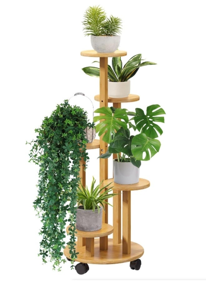 Forthcan 5-Tier Plant Stand for Indoor, Wooden Corner Display Rack, Multi-Tier Planter Pot Holder for Living Room, Balcony, Garden, Patio, 33×33×90cm - Image 1