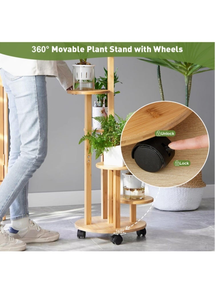 Forthcan 5-Tier Plant Stand for Indoor, Wooden Corner Display Rack, Multi-Tier Planter Pot Holder for Living Room, Balcony, Garden, Patio, 33×33×90cm - Image 4
