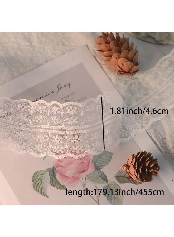 5 ياردات شريط دانتيل رمادي للاستخدام في حياكة الملابس DIY و زينة الرأس و الزفاف - Image 2