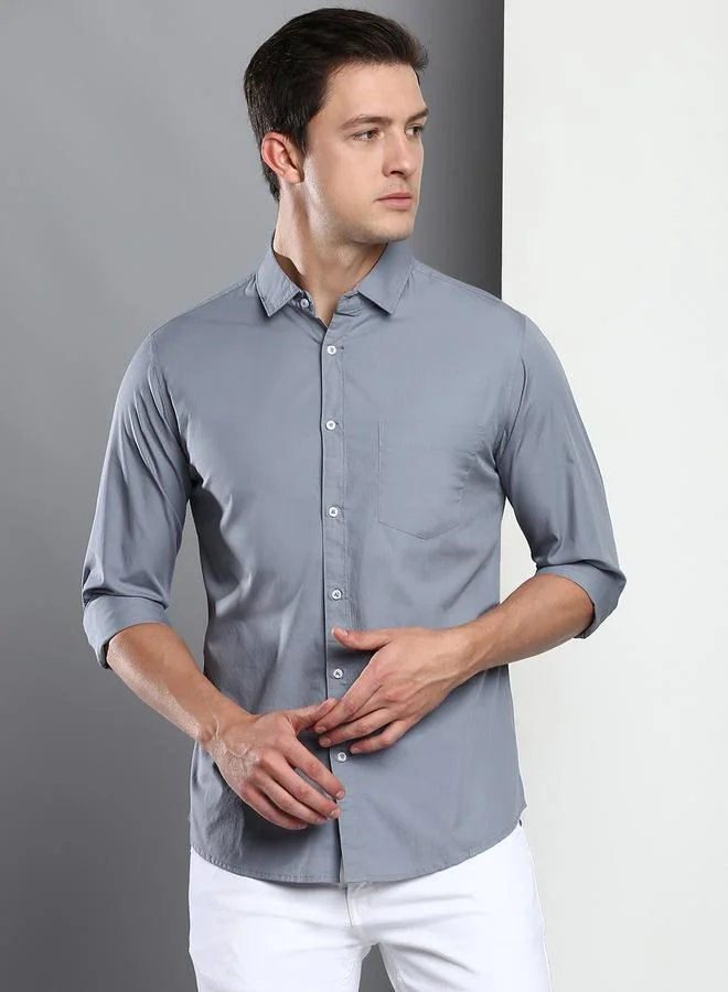 Dennis Lingo Solid Slim Fit Cotton Casual Shirt