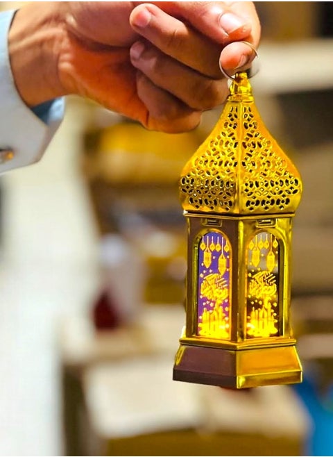 Ramadan Decorative LED Light Lanterns Gold Color Light