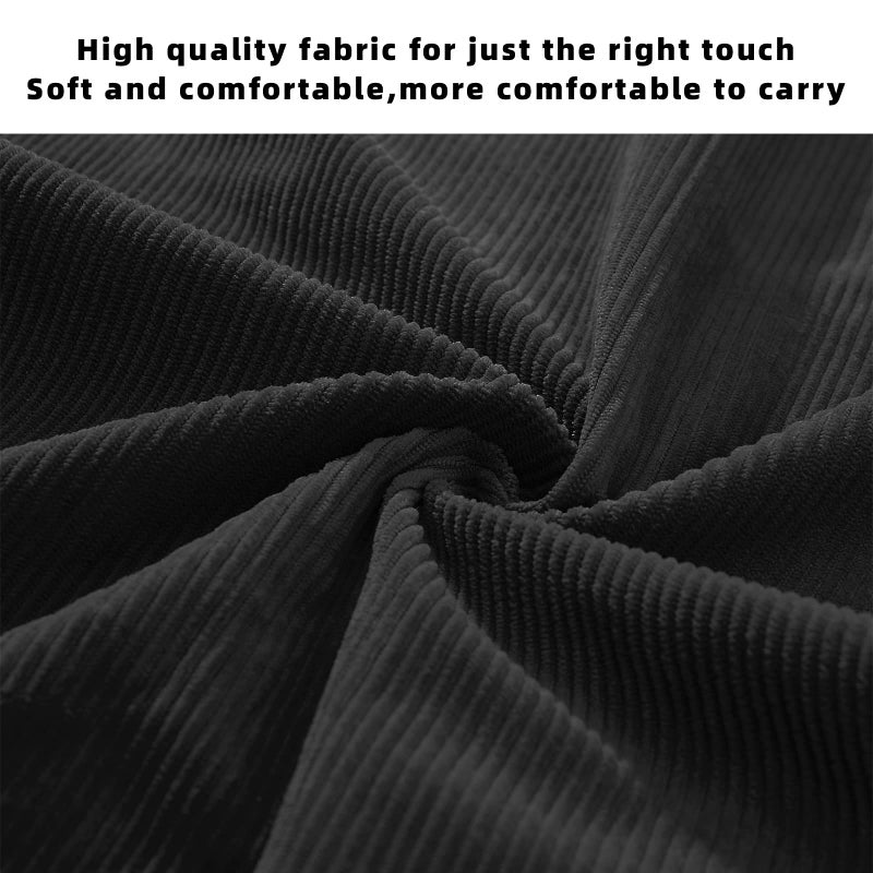 KALIDI FANCY FOREST KALIDI Women Corduroy Tote Bag Large Shoulder Bag with Zipper Pockets Big Capacity Casual Handbags Shopping Bag for Girls, Black - Image 3