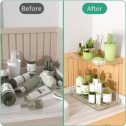 NPPLUS Acrylic Bathroom Counter Organizer, 2-Tier Tray Vanity Counter Organizer, Home Storage Holder for Makeup, Cosmetics & Perfume - Image 3
