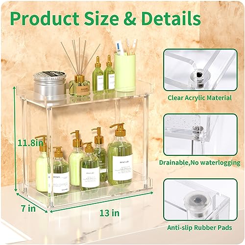 NPPLUS Acrylic Bathroom Counter Organizer, 2-Tier Tray Vanity Counter Organizer, Home Storage Holder for Makeup, Cosmetics & Perfume - Image 4