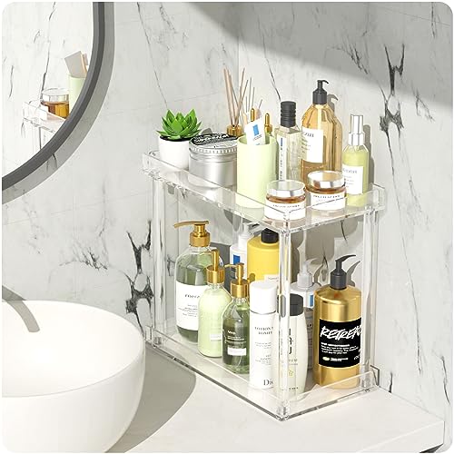NPPLUS Acrylic Bathroom Counter Organizer, 2-Tier Tray Vanity Counter Organizer, Home Storage Holder for Makeup, Cosmetics & Perfume - Image 2